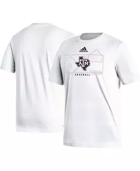 Мужская белая футболка Texas A&M Aggies Locker Lines Baseball Fresh adidas, белый