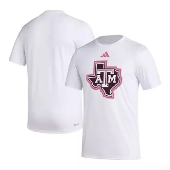 Мужская белая футболка Texas A&M Aggies Pregame AEROREADY adidas