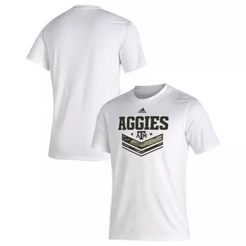 Мужская белая футболка Texas A&M Aggies Salute To Service Creator adidas