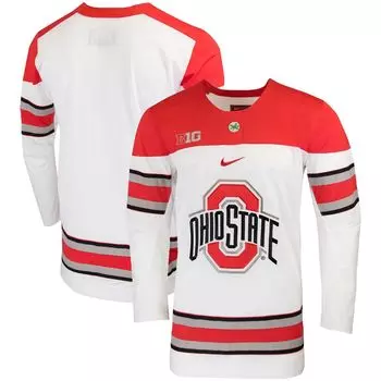 Мужская белая хоккейная майка колледжа штата Огайо Buckeyes Replica Nike