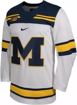 Мужская белая хоккейная майка Nike Michigan Wolverines