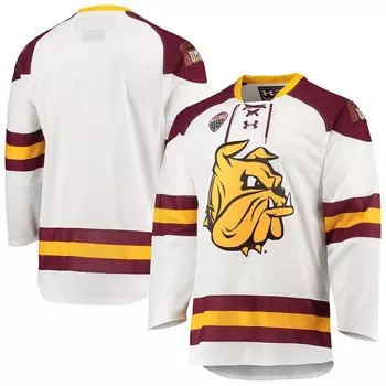 Мужская белая хоккейная майка Under Armour Minnesota Duluth Bulldogs, цвет Umd White