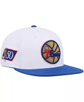 Мужская белая и королевская кепка Snapback Philadelphia 76ers Hardwood Classics в честь 50-летия Mitchell & Ness, мультиколор