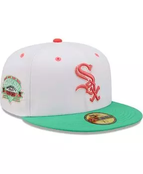 Мужская белая и зеленая шляпа Chicago White Sox, первый сезон в Comiskey Park Watermelon Lolli 59FIFTY New Era