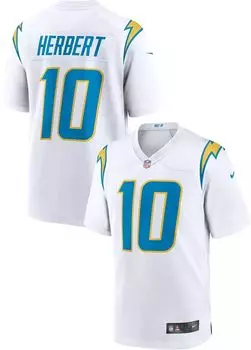 Мужская белая игровая майка Nike Los Angeles Chargers Justin Herbert #10