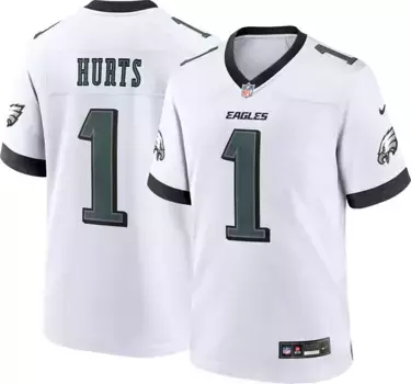 Мужская белая игровая майка Nike Philadelphia Eagles Jalen Hurts #1