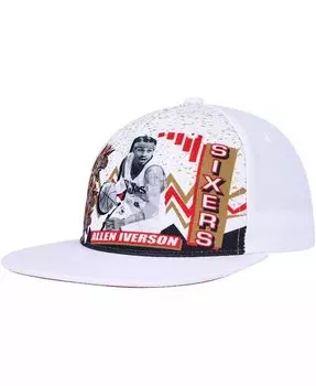 Мужская белая кепка Allen Iverson Philadelphia 76ers Hardwood Classics 90-х Playa Deadstock Snapback Mitchell & Ness, белый