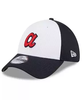 Мужская белая кепка Atlanta Braves 2024 Batting Practice 39THIRTY Flex Hat New Era, синий