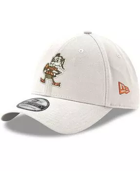 Мужская белая кепка Cleveland Browns Throwback Logo Iced II 39THIRTY Flex Hat New Era