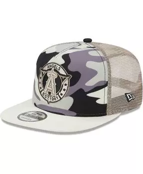 Мужская белая кепка Los Angeles Angels Chrome Camo A-Frame 9FIFTY Trucker Snapback New Era