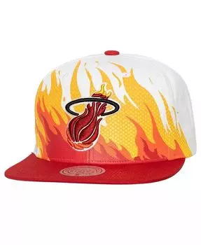 Мужская белая кепка Miami Heat Hot Fire Snapback Mitchell & Ness, белый