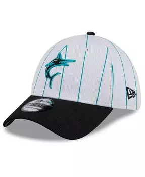 Мужская белая кепка Miami Marlins 2024 Batting Practice 39THIRTY Flex Hat New Era, черный