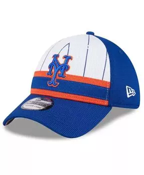 Мужская белая кепка New York Mets 2024 Batting Practice 39THIRTY Flex Hat New Era, синий