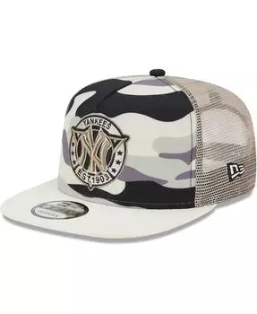Мужская белая кепка New York Yankees Chrome Camo A-Frame 9FIFTY Trucker Snapback New Era