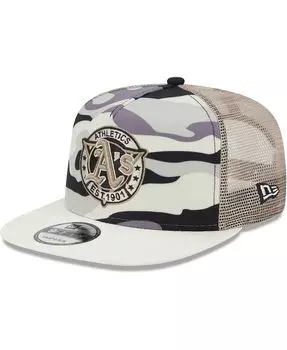 Мужская белая кепка Oakland Athletics Chrome Camo A-Frame 9FIFTY Trucker Snapback Hat New Era