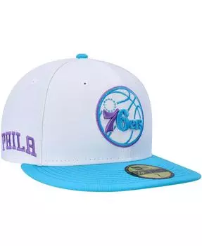 Мужская белая кепка Philadelphia 76ers Vice Blue с боковой нашивкой 59FIFTY New Era