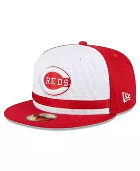 Мужская белая кепка с капюшоном Cincinnati Reds 2024 Batting Practice 59FIFTY New Era, красный