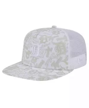 Мужская белая кепка с логотипом Detroit Tigers Dunes A-Frame Trucker 9FIFTY Snapback New Era, белый