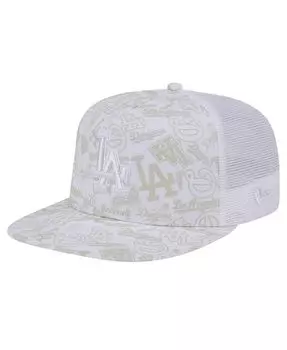 Мужская белая кепка с логотипом Los Angeles Dodgers Dunes A-Frame Trucker 9FIFTY Snapback New Era, белый