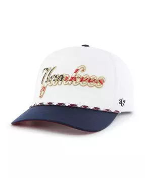 Мужская белая кепка с надписью New York Yankees Flag Script Hitch Snapback '47 Brand