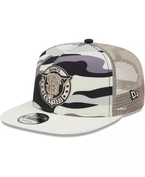 Мужская белая кепка San Francisco Giants Chrome Camo A-Frame 9FIFTY Trucker Snapback Hat New Era