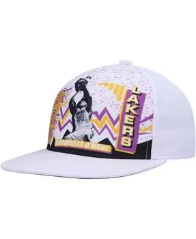Мужская белая кепка Shaquille O'Neal Los Angeles Lakers Hardwood Classics 90-х Playa Deadstock Snapback Mitchell & Ness