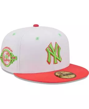 Мужская белая, коралловая приталенная шляпа New York Yankees 100th Anniversary Strawberry Lolli 59FIFTY New Era