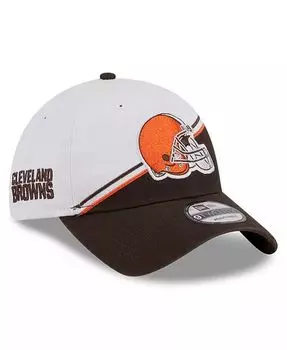 Мужская белая, коричневая регулируемая кепка Cleveland Browns 2023 Sideline 9TWENTY New Era, коричневый