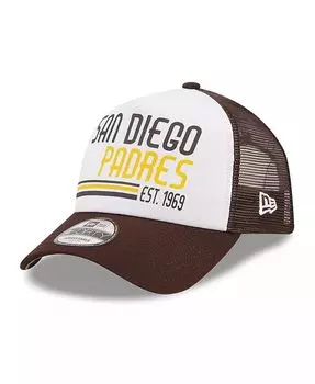 Мужская белая, коричневая регулируемая кепка San Diego Padres Stacked A-Frame Trucker 9FORTY New Era, белый