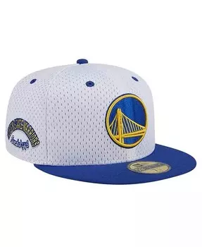 Мужская белая/королевская кепка Golden State Warriors Throwback 2Tone 59FIFTY New Era, белый