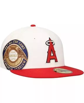 Мужская белая/красная приталенная шляпа Los Angeles Angels Major Sidepatch 59FIFTY New Era, белый