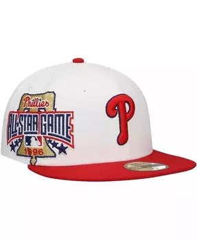Мужская белая/красная приталенная шляпа Philadelphia Phillies Major Sidepatch 59FIFTY New Era, белый