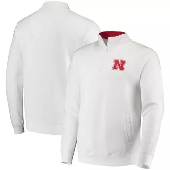 Мужская белая куртка с молнией четверти с логотипом Nebraska Huskers Tortugas Colosseum