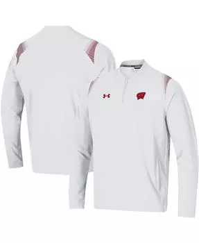 Мужская белая куртка Wisconsin Badgers 2021 с молнией на четверть и боковой линией Under Armour, белый