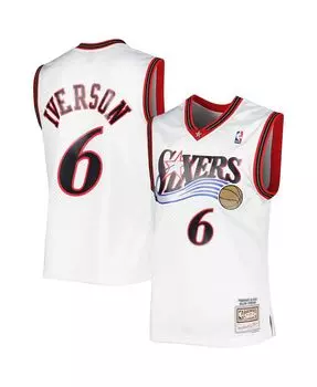 Мужская белая майка Allen Iverson Philadelphia 76ers Hardwood Classics 2002 Swingman Mitchell & Ness