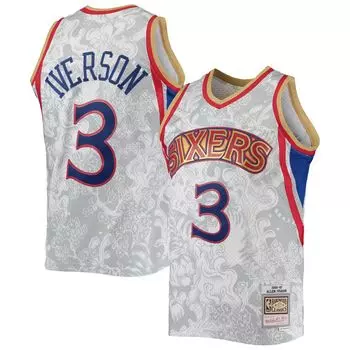 Мужская белая майка Mitchell & Ness Allen Iverson Philadelphia 76ers Hardwood Classics 1996-97 Lunar New Year Swingman