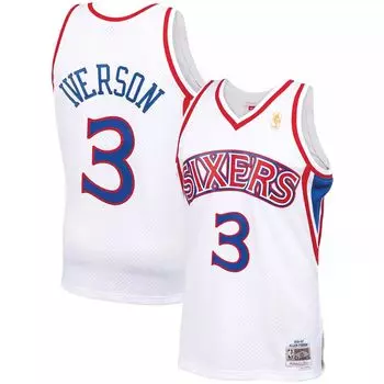 Мужская белая майка Mitchell & Ness Allen Iverson Philadelphia 76ers Big & Tall Hardwood Classics 1996-97 Swingman