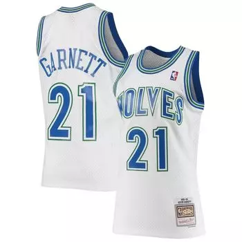 Мужская белая майка Mitchell & Ness Kevin Garnett Minnesota Timberwolves 1995/96 Hardwood Classics Swingman — Statement Edition
