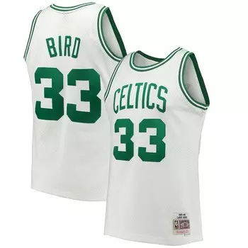 Мужская белая майка Mitchell & Ness Larry Bird Boston Celtics Hardwood Classics Swingman, цвет Cel White
