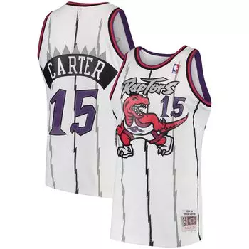 Мужская белая майка Mitchell & Ness Vince Carter Toronto Raptors 1997-98 гг. из твердой древесины Classics Swingman