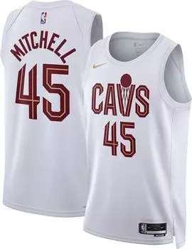 Мужская белая майка Nike Cleveland Cavaliers Donovan Mitchell #45 Swingman