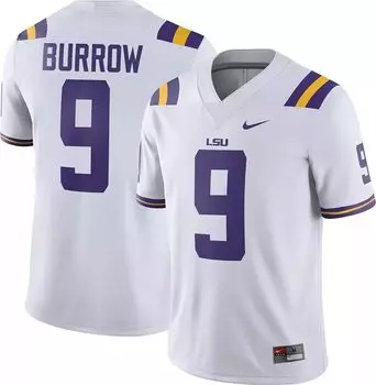 Мужская белая майка Nike Joe Burrow LSU Tigers #9 Dri-FIT Game Football