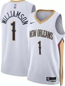 Мужская белая майка Nike New Orleans Pelicans Zion Williamson #1 Dri-FIT Swingman
