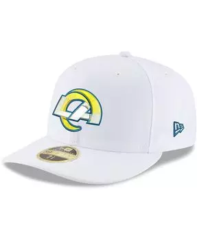 Мужская белая низкопрофильная приталенная шляпа Los Angeles Rams Team Omaha 59FIFTY New Era