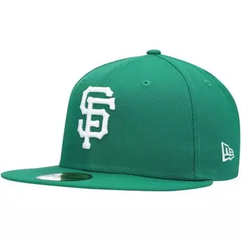 Мужская белая облегающая шляпа New Era Green San Francisco Giants Logo 59FIFTY