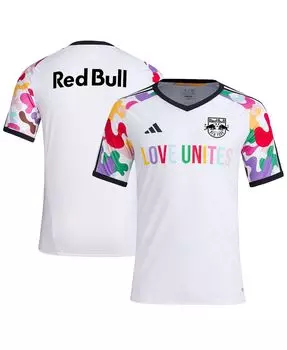 Мужская белая предматчевая футболка New York Red Bulls Pride 2023 adidas