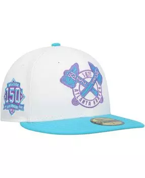Мужская белая приталенная шляпа Atlanta Braves Vice 59FIFTY New Era