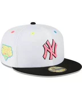 Мужская белая приталенная шляпа New York Yankees Neon Eye 59FIFTY New Era