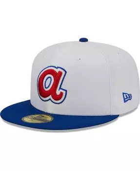 Мужская белая приталенная шляпа Royal Atlanta Braves Optic 59FIFTY New Era