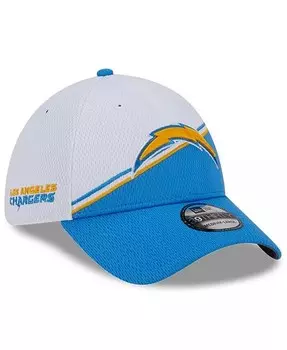 Мужская белая, пудрово-синяя кепка Los Angeles Chargers 2023 Sideline 39THIRTY Flex Hat New Era, синий